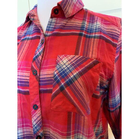 Orvis Women's Carrie Plaid Red Long Sleeve Button Up Flannel Shirt Size small - Picture 4 of 9
